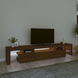 TV-Schrank mit LED-Leuchten Braun Eichen-Optik 215x36,5x40 cm