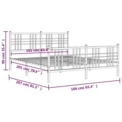 Bettgestell mit Kopf- und Fußteil Metall Schwarz 160x200 cm