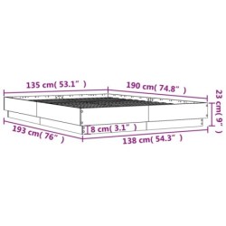 Bettgestell Räuchereiche 135x190 cm Holzwerkstoff