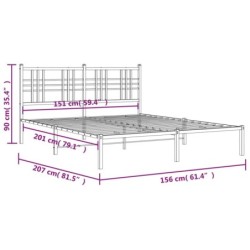 Bettgestell mit Kopfteil Metall Weiß 150x200 cm