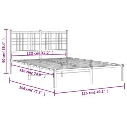 Bettgestell mit Kopfteil Metall Schwarz 120x190 cm