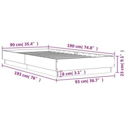 Bettgestell Räuchereiche 90x190 cm Holzwerkstoff