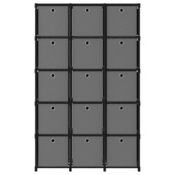 Würfel-Regal mit Boxen 15 Fächer Schwarz 103x30x175,5 cm Stoff