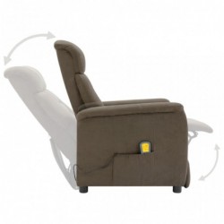 Elektrischer Massagesessel Taupe Wildleder-Optik