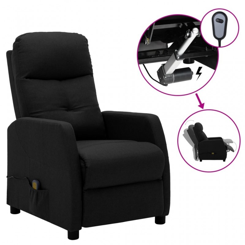 Elektrischer Massagesessel Schwarz Stoff