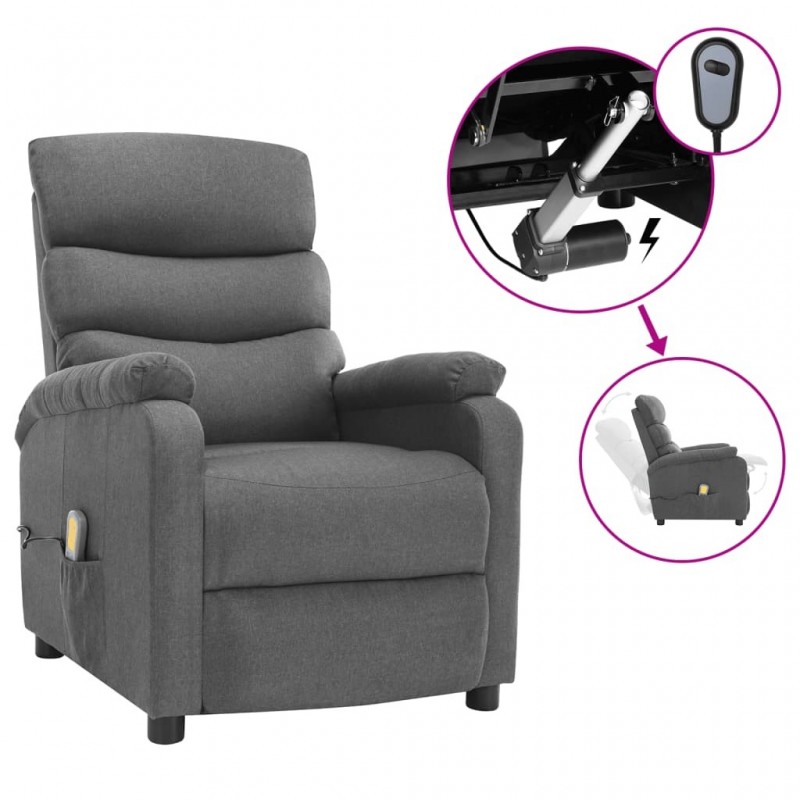 Elektrischer Massagesessel Hellgrau Stoff