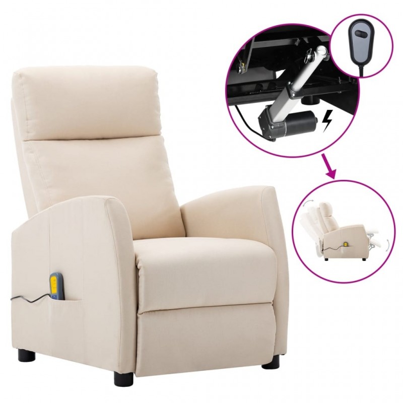 Elektrischer Massagesessel Creme Stoff