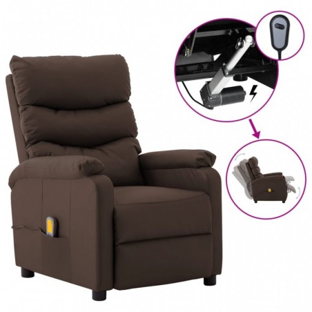 Elektrischer Massagesessel Braun Kunstleder