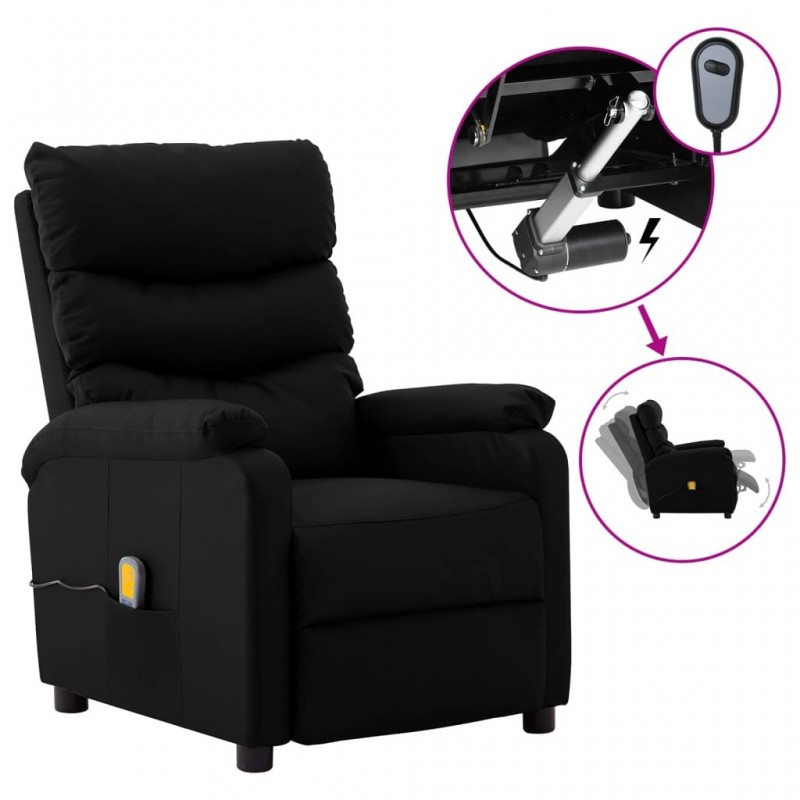 Elektrischer Massagesessel Schwarz Kunstleder