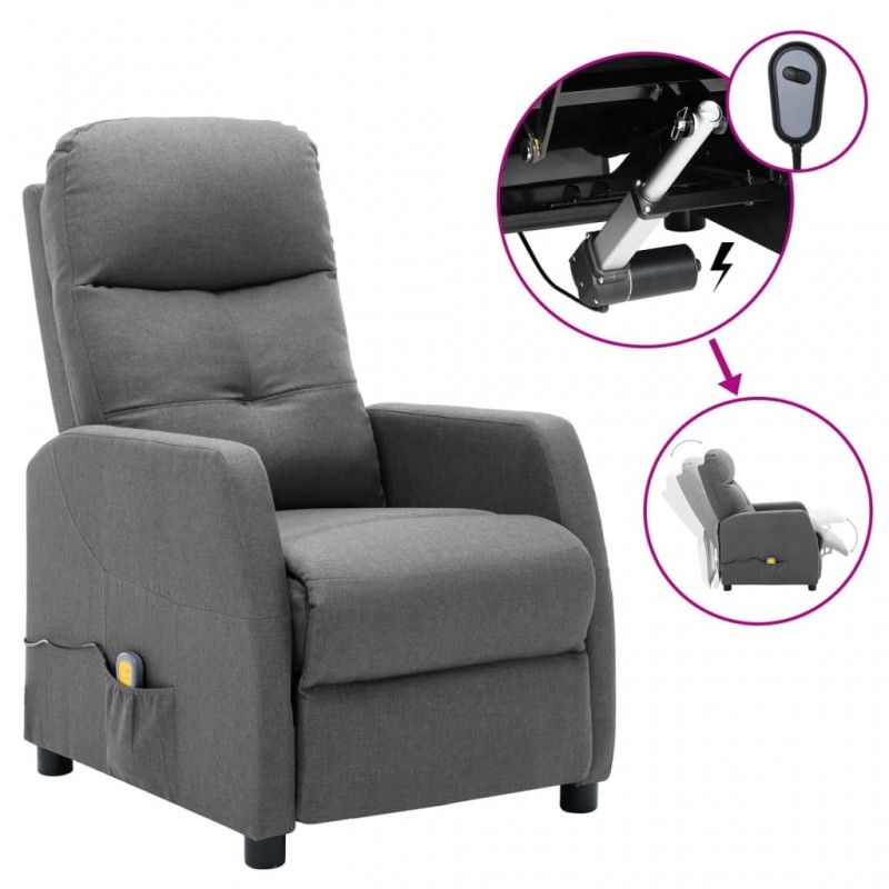 Elektrischer Massagesessel Hellgrau Stoff
