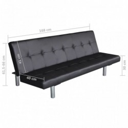 Schlafsofa mit zwei Kissen Kunstleder Verstellbar Schwarz