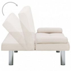 Schlafsofa mit zwei Kissen Creme Polyester