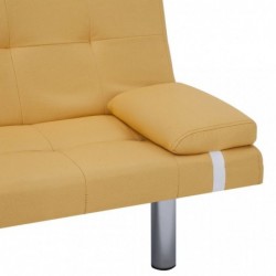 Schlafsofa mit zwei Kissen Gelb Polyester
