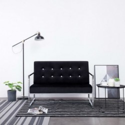 2-Sitzer-Sofa mit Armlehnen Schwarz Chrom und Samt