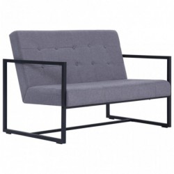 2-Sitzer-Sofa mit Armlehnen Hellgrau Stahl und Stoff