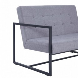 2-Sitzer-Sofa mit Armlehnen Hellgrau Stahl und Stoff