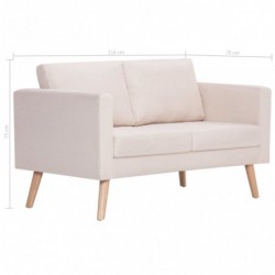 2-Sitzer-Sofa Stoff Cremeweiß