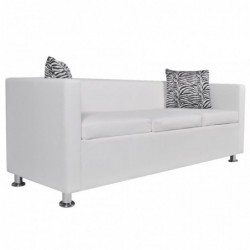 3-Sitzer-Sofa Kunstleder Weiß