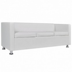 3-Sitzer-Sofa Kunstleder Weiß