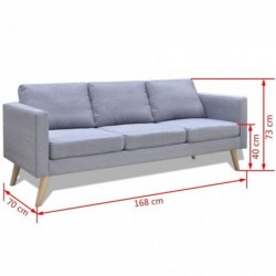 Sofa 3-Sitzer Stoff Hellgrau