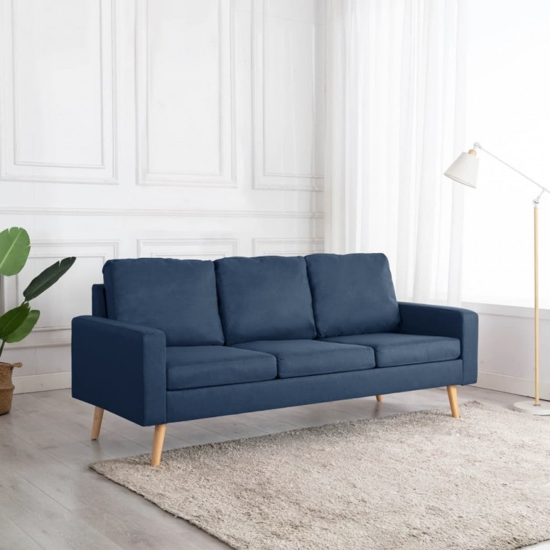 3-Sitzer-Sofa Blau Stoff