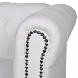 Chesterfield Sofa 2-Sitzer Kunstleder Weiß