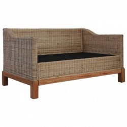 2-Sitzer-Sofa mit Auflagen Natur Rattan