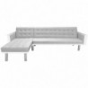 Ecksofabett Stoff 218 x 155 x 69 cm Weiß und Grau