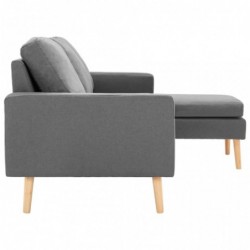 3-Sitzer-Sofa mit Hocker Hellgrau Stoff