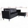 L-förmiges Sofa 3-Sitzer Kunstleder Schwarz