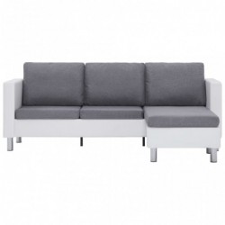 3-Sitzer-Sofa mit Kissen Weiß Kunstleder