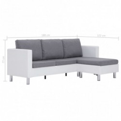 3-Sitzer-Sofa mit Kissen Weiß Kunstleder