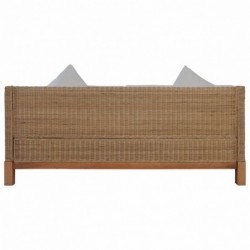 3-Sitzer-Sofa mit Polstern Natürliches Rattan