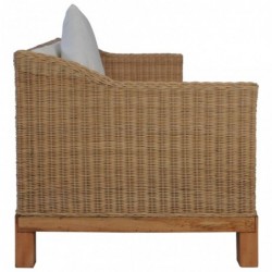 3-Sitzer-Sofa mit Polstern Natürliches Rattan