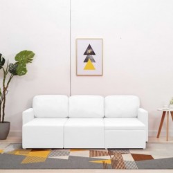 Modulares 3-Sitzer-Schlafsofa Weiß Kunstleder