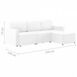 Modulares 3-Sitzer-Schlafsofa Weiß Kunstleder