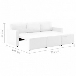 Modulares 3-Sitzer-Schlafsofa Weiß Kunstleder