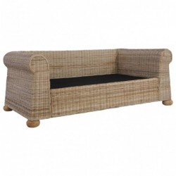 2-Sitzer-Sofa mit Auflagen Natur Rattan