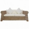 2-Sitzer-Sofa mit Auflagen Natur Rattan