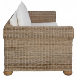 2-Sitzer-Sofa mit Auflagen Natur Rattan