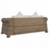 2-Sitzer-Sofa mit Auflagen Natur Rattan