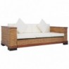 3-Sitzer-Sofa mit Auflagen Braun Natur Rattan