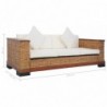 3-Sitzer-Sofa mit Auflagen Braun Natur Rattan