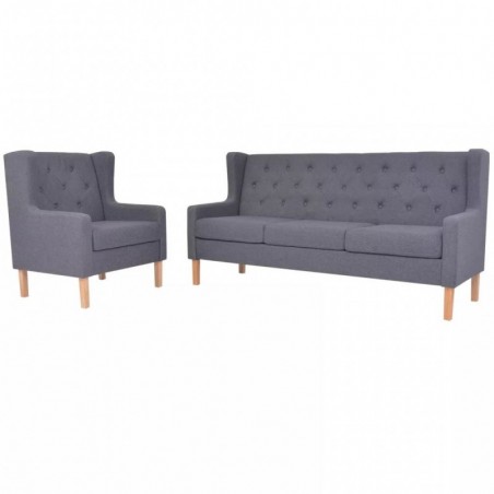 Sofa-Set 2-tlg. Stoff Grau