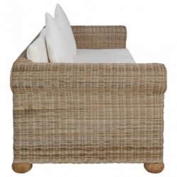 3-Sitzer-Sofa mit Polstern Natürliches Rattan