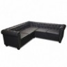 Chesterfield Ecksofa 5-Sitzer Kunstleder Schwarz