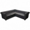 Chesterfield Ecksofa 5-Sitzer Kunstleder Schwarz