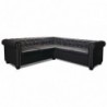 Chesterfield Ecksofa 5-Sitzer Kunstleder Schwarz