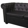 Chesterfield Ecksofa 5-Sitzer Kunstleder Schwarz