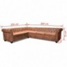 Chesterfield Ecksofa 6-Sitzer Kunstleder Braun